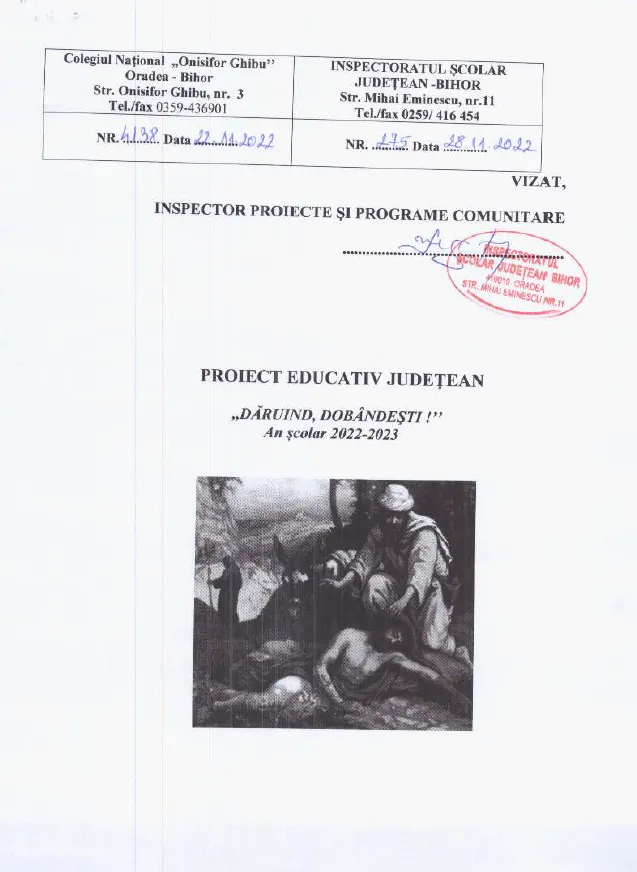 Proiect educativ Județean - 